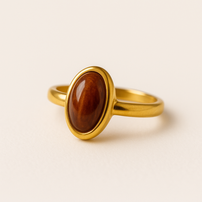 Golden Ember Oval Vintage Tiger’s Eye Ring