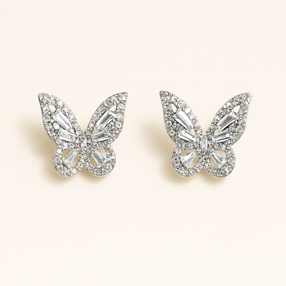 Sparkling Crystal Butterfly Stud Earrings