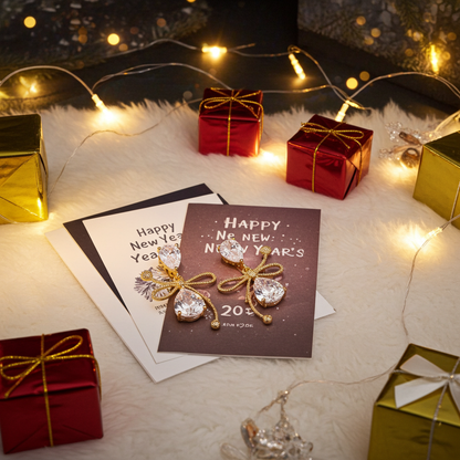 Aurora Ribbon Crystal Elegance Drop Earrings