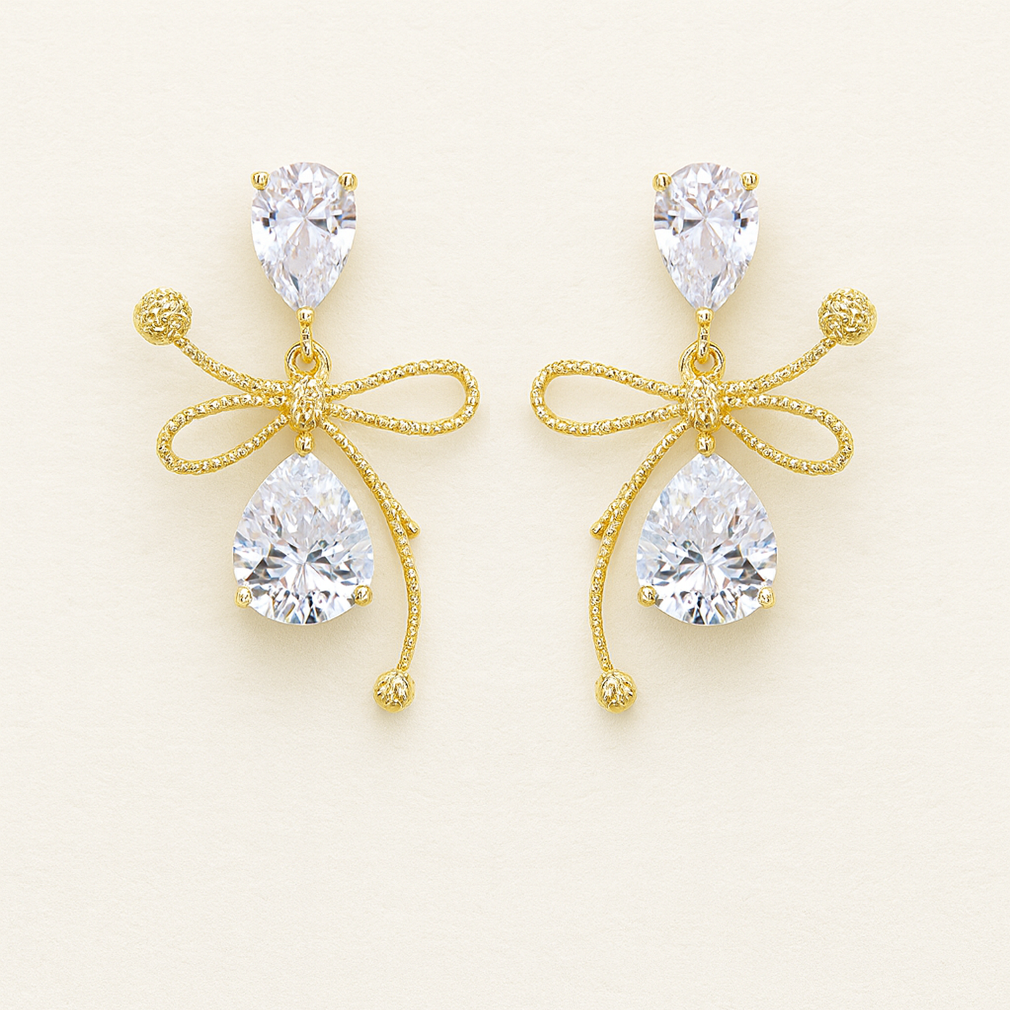 Aurora Ribbon Crystal Elegance Drop Earrings