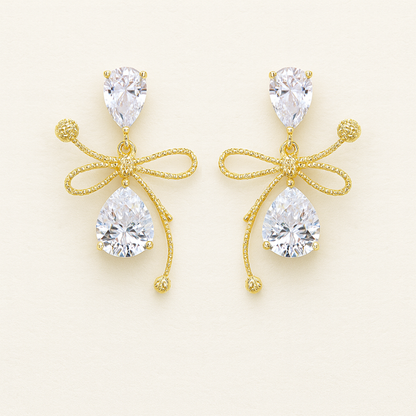 Aurora Ribbon Crystal Elegance Drop Earrings