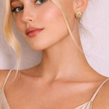 Pavé Shell Stud Earrings