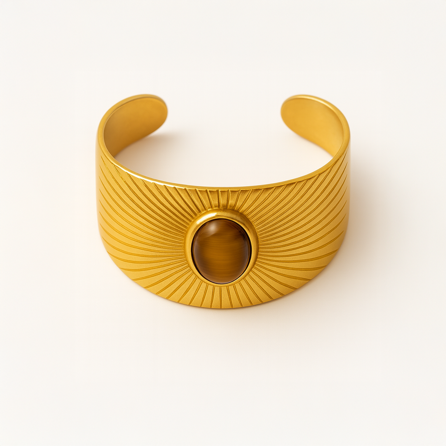 Solar Guardian Cuff – Golden Sunburst with Tiger’s Eye
