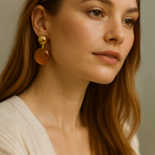 Honey Glow Vintage Amber Drop Earrings